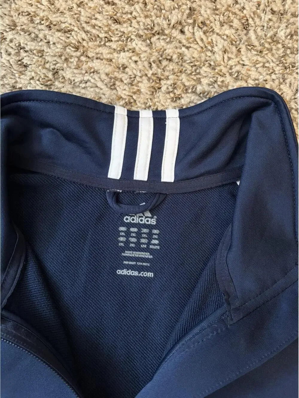 Adidas Navy Blue 1/4 Zip Pullover Sweater Jacket Men’s Size 2XL - Pre Owned